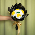 Yellow & White Crochet Rose Bouquet (4 Roses) | Handmade Forever Flower Bouquet for Premium Gifting