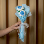 Blue & White Crochet Rose Bouquet (2 Roses) | Handmade Forever Flower Mini Bouquet