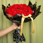 Red Crochet Rose Bouquet (28 Roses) | Handmade Forever Flower Bouquet | Wovenisshq